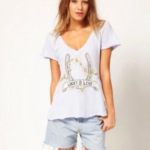 NWT Wildfox Lucky in Love Horseshoe Graphic Tee